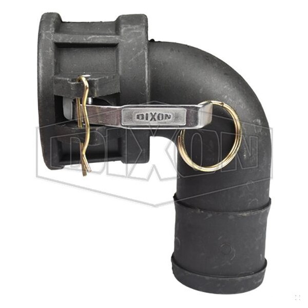 90Deg Cam and Groove Elbow, 2 in, Coupler x Hose Shank, Polypropylene, Domestic